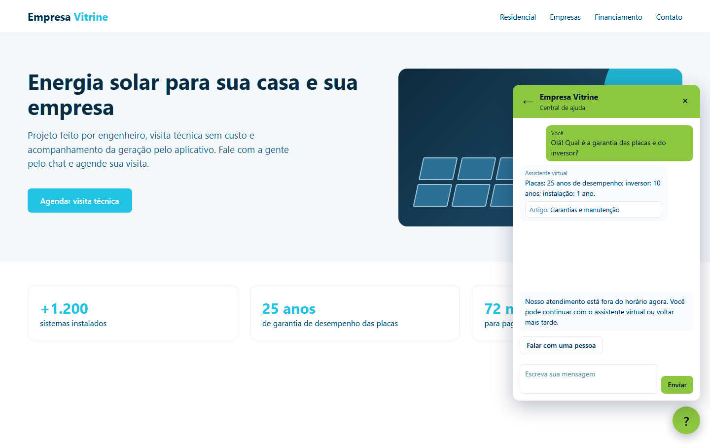 Conversa com pessoa no WebChat